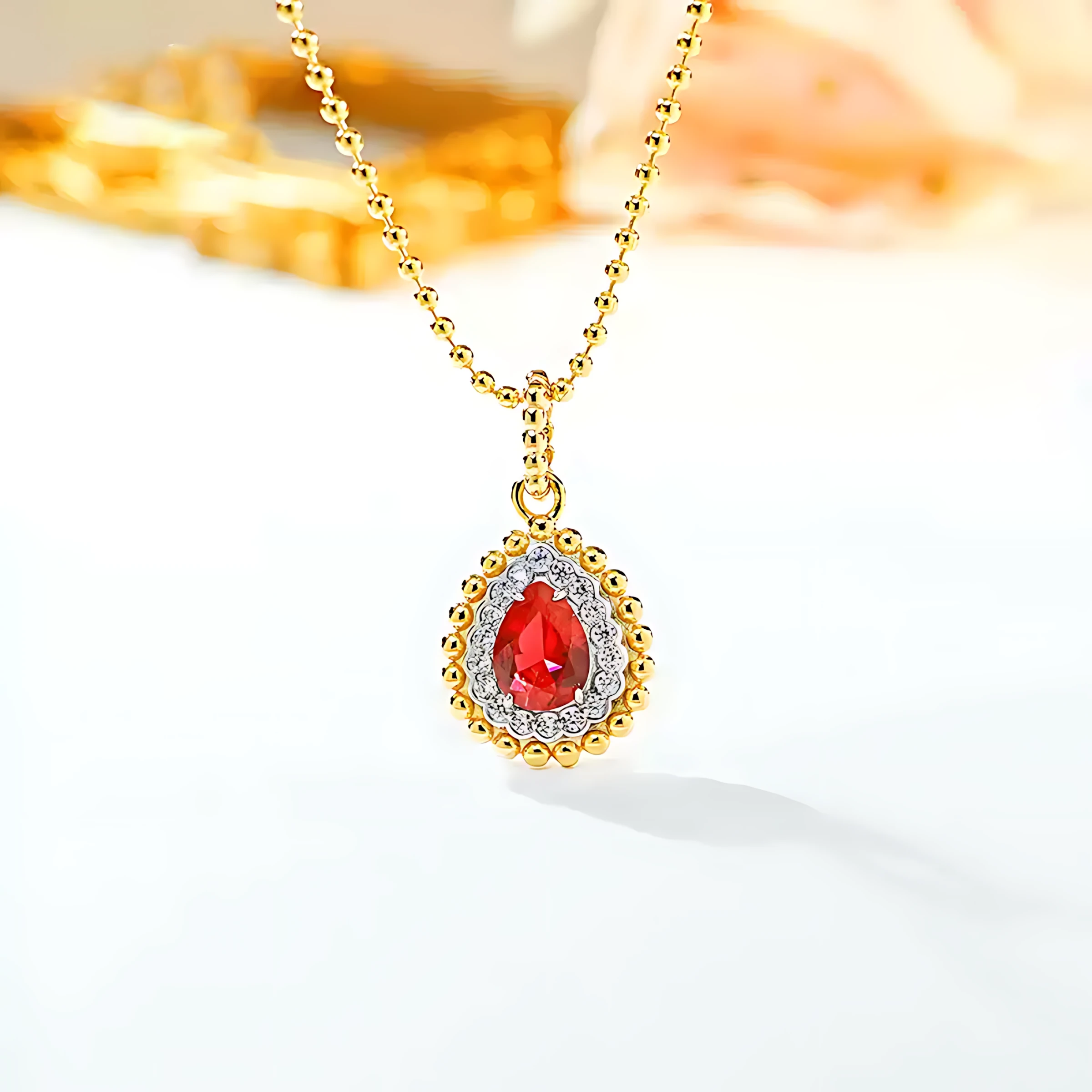 1.5ct Teardrop Ruby Necklace