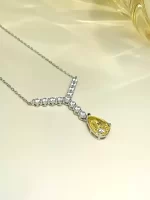 4ct Teardrop Y Citrine Necklace