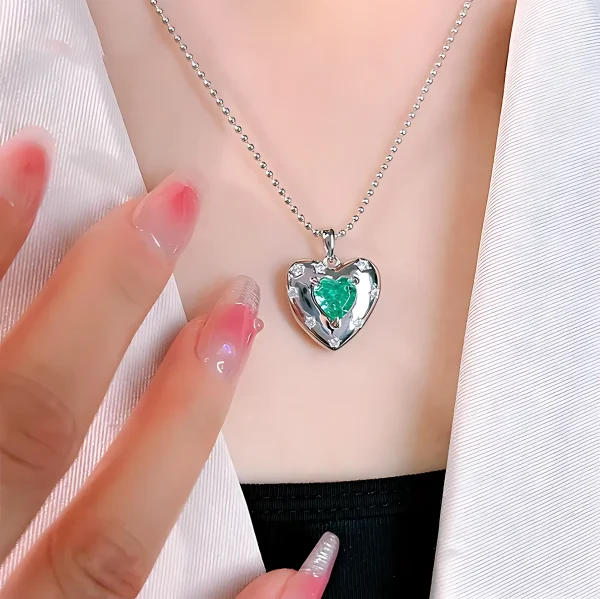 2ct Halo Setting Heart Tourmaline Green Necklace 2ct Halo Setting Heart Tourmaline Green Necklace
