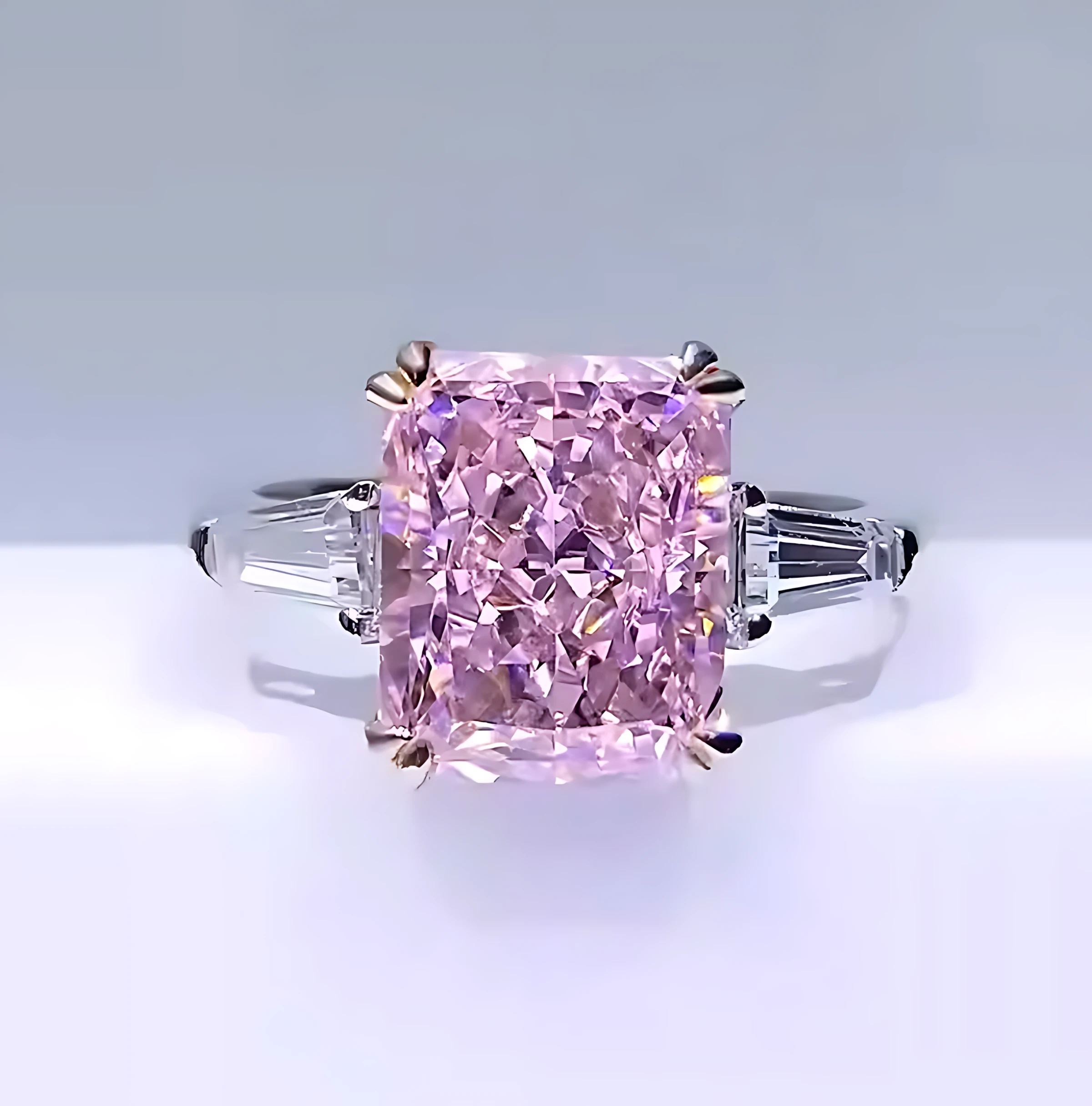 4ct Radiant Cut Pink Diamond Ring