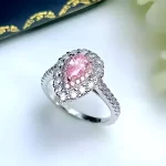 0.9ct Halo Pear Pink Diamond Ring