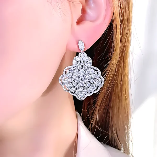 Luxurious Flower Diamond Earrings