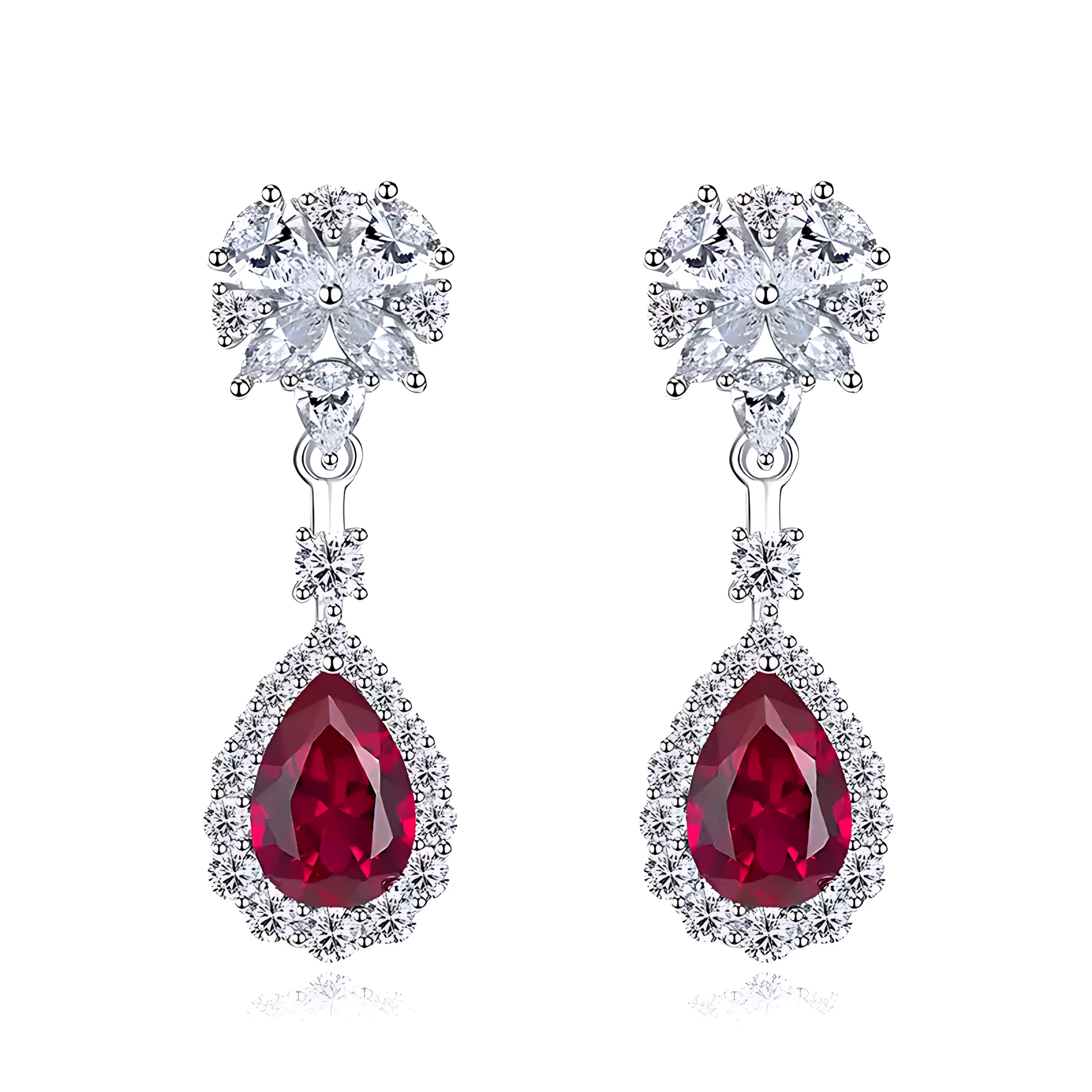 3ct Teardrop Ruby Stud Earrings