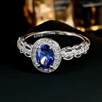 1ct Halo Oval Sapphire Ring