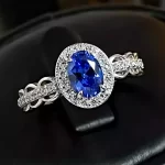 1ct Halo Oval Sapphire Ring