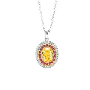 3ct Oval Crushed Ice Citrine Necklace 3ct Oval Crushed Ice Citrine Necklace