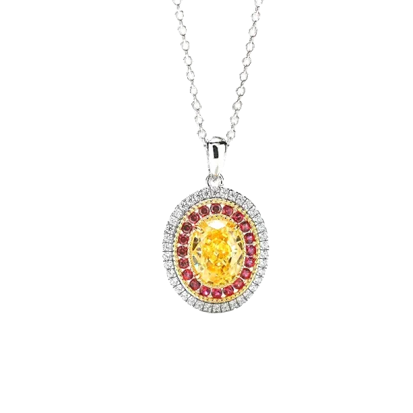 3ct Oval Crushed Ice Citrine Necklace