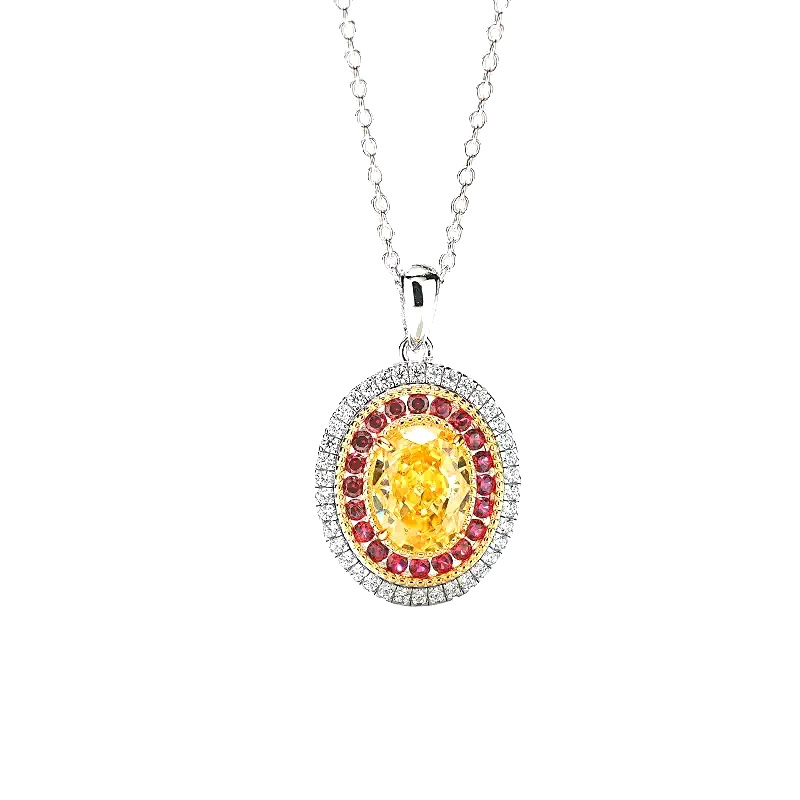 3ct Oval Crushed Ice Citrine Necklace