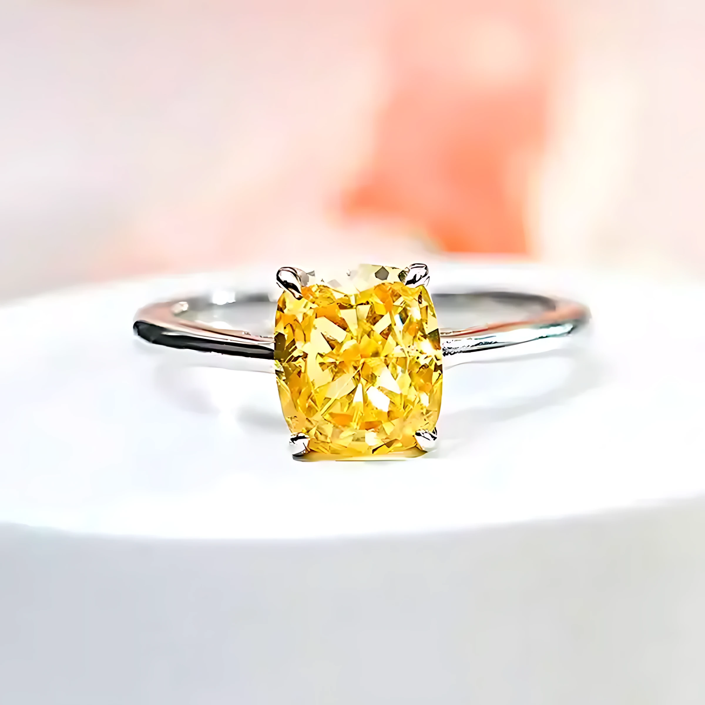 Radiant Cut 2ct Citrine Ring