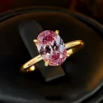 3.5ct Gold Plated Oval Pink Diamond Ring