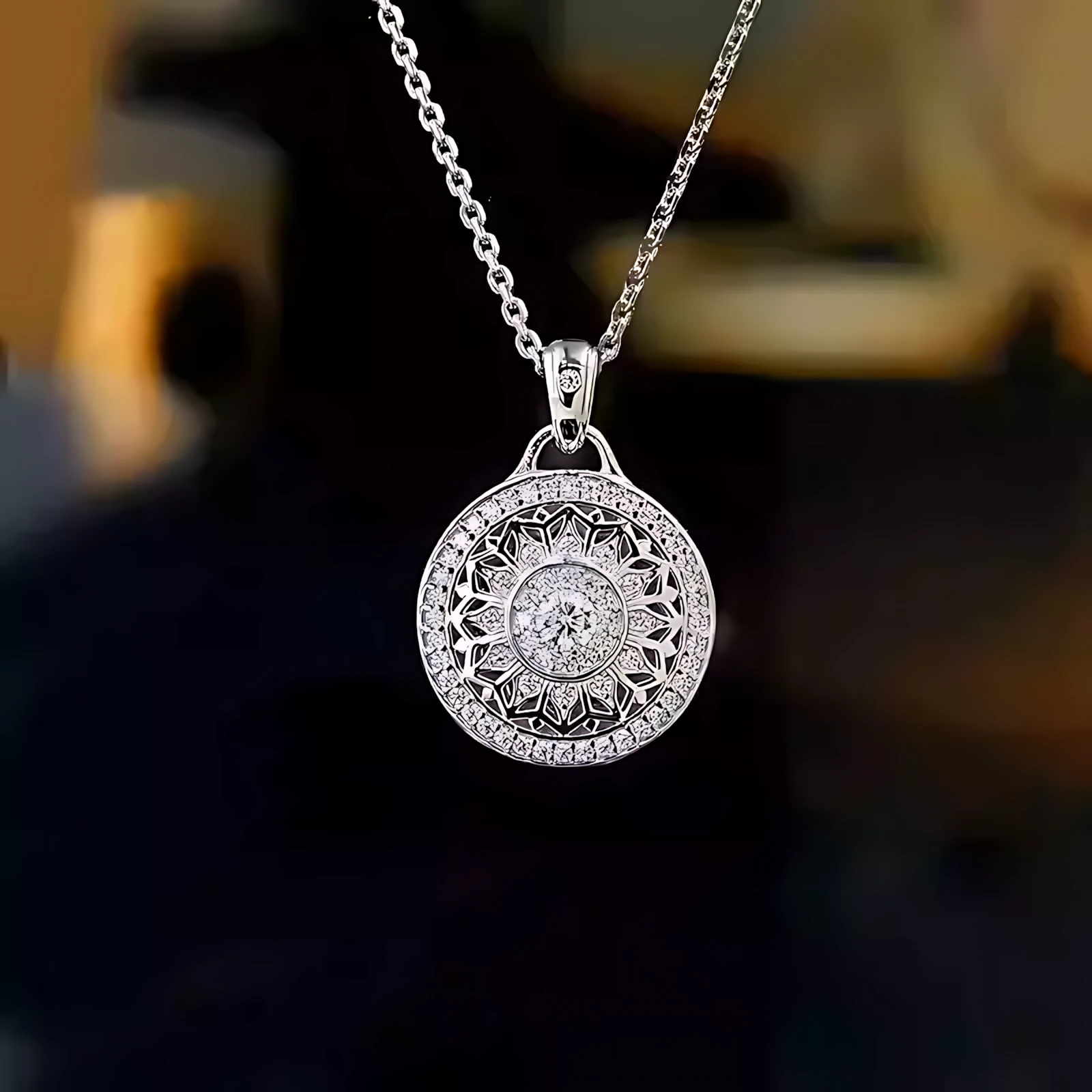 Vintage Platinum Round Diamond Necklace