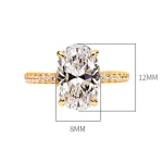 18K Gold Plated 5ct Oval Diamond Ring