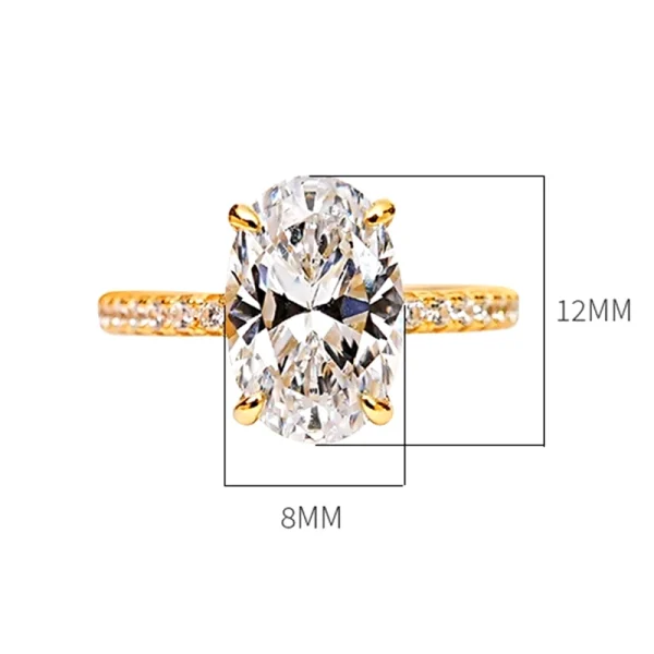 18K Gold Plated 5ct Oval Diamond Ring