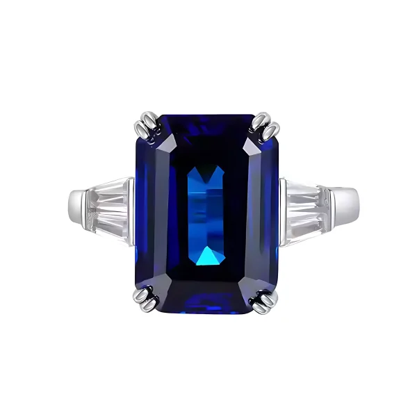 Three Stone 10ct Emerald Cut Sapphire Ring Three Stone 10ct Emerald Cut Sapphire Ring