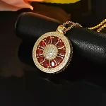 Sunflower Teardrop Ruby Round Necklace