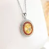 3ct Oval Crushed Ice Citrine Necklace