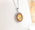 3ct Oval Crushed Ice Citrine Necklace