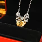 3ct Butterfly Crushed Ice Citrine Necklace