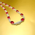 S925 Sterling Silver Round Ruby Necklace