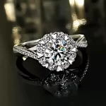 Moissanite Halo Round 8-Prong 1.2carat Diamond Ring