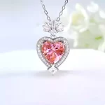 4ct Heart Crushed Ice Padparadscha Necklace