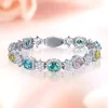 Sterling Silver Princess Colorful Diamond Bracelet