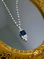 16ct Asscher Cut Sapphire Necklace