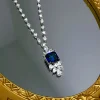16ct Asscher Cut Sapphire Necklace