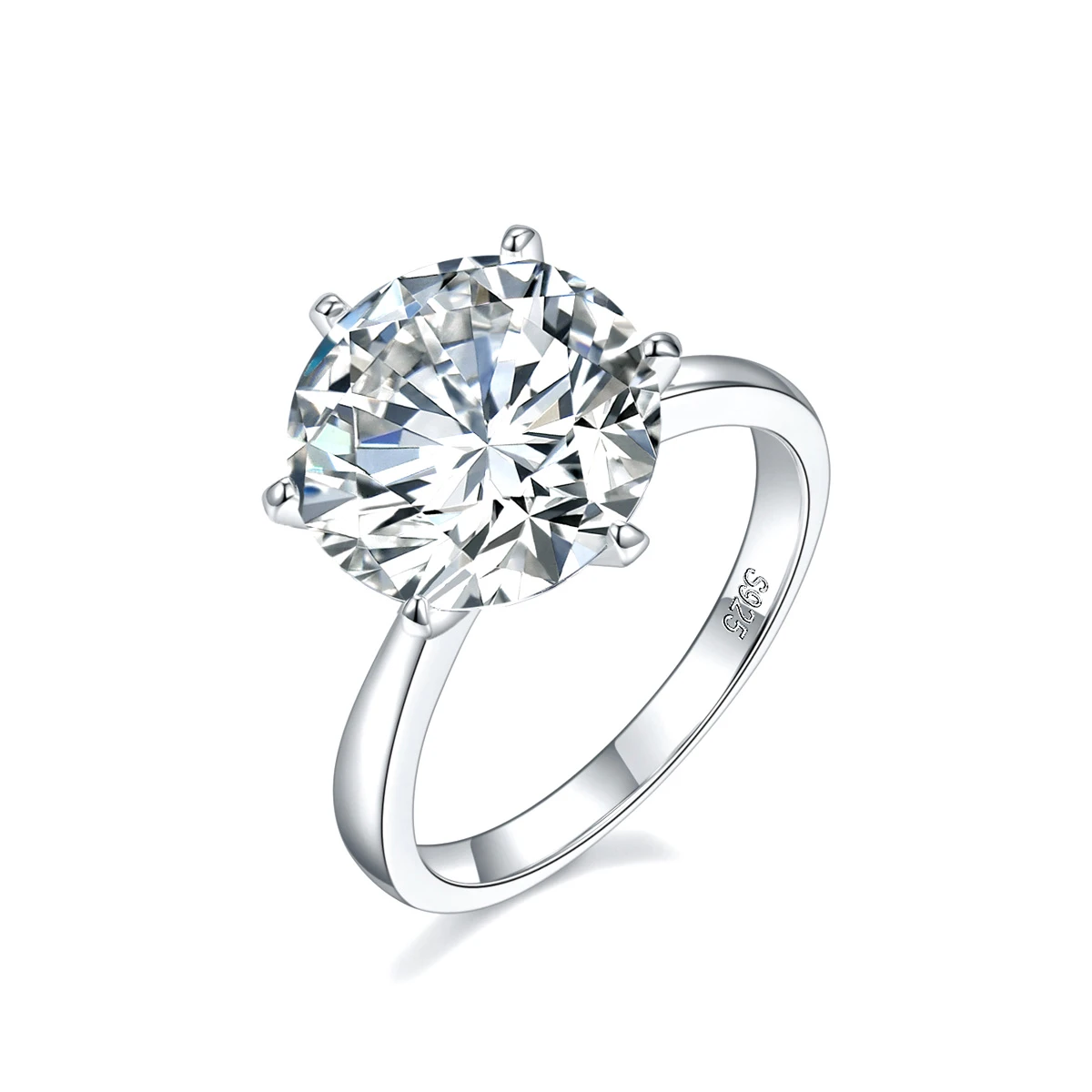 Moissanite 5.0carat 6-Prong Solitaire Round Diamond Ring