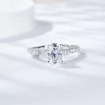 Moissanite Sidestone 1.5carat Oval Diamond Ring