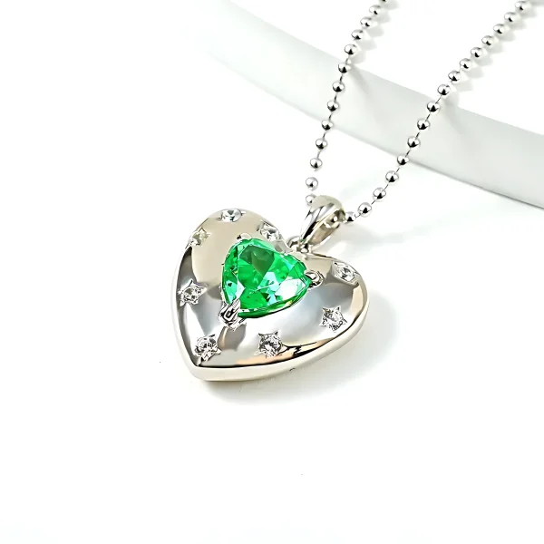 2ct Halo Setting Heart Tourmaline Green Necklace 2ct Halo Setting Heart Tourmaline Green Necklace