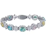 Sterling Silver Princess Colorful Diamond Bracelet