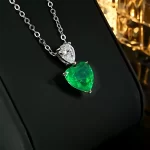 4ct Heart Crushed Ice Emerald Necklace