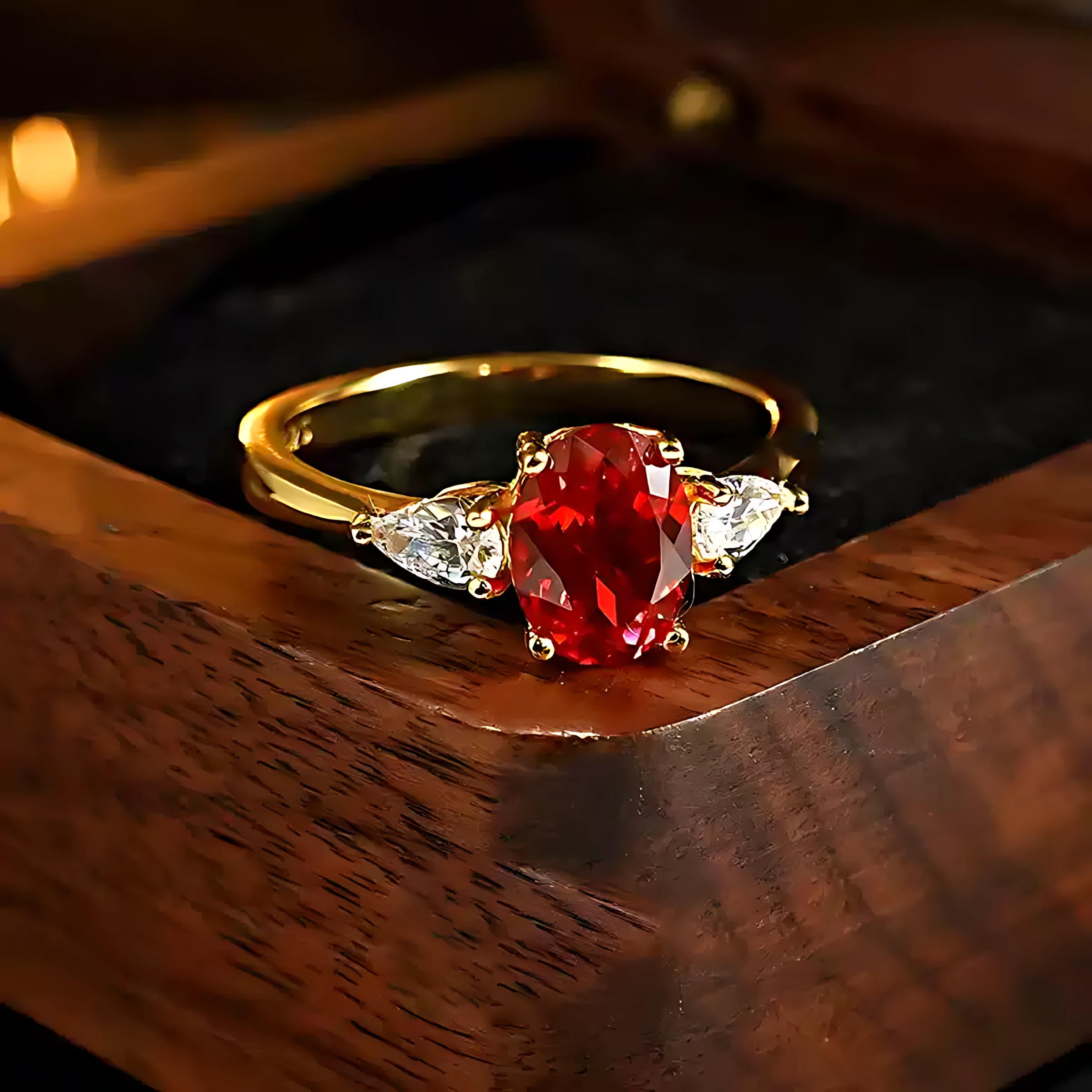 2ct Three Stones Ruby Ring