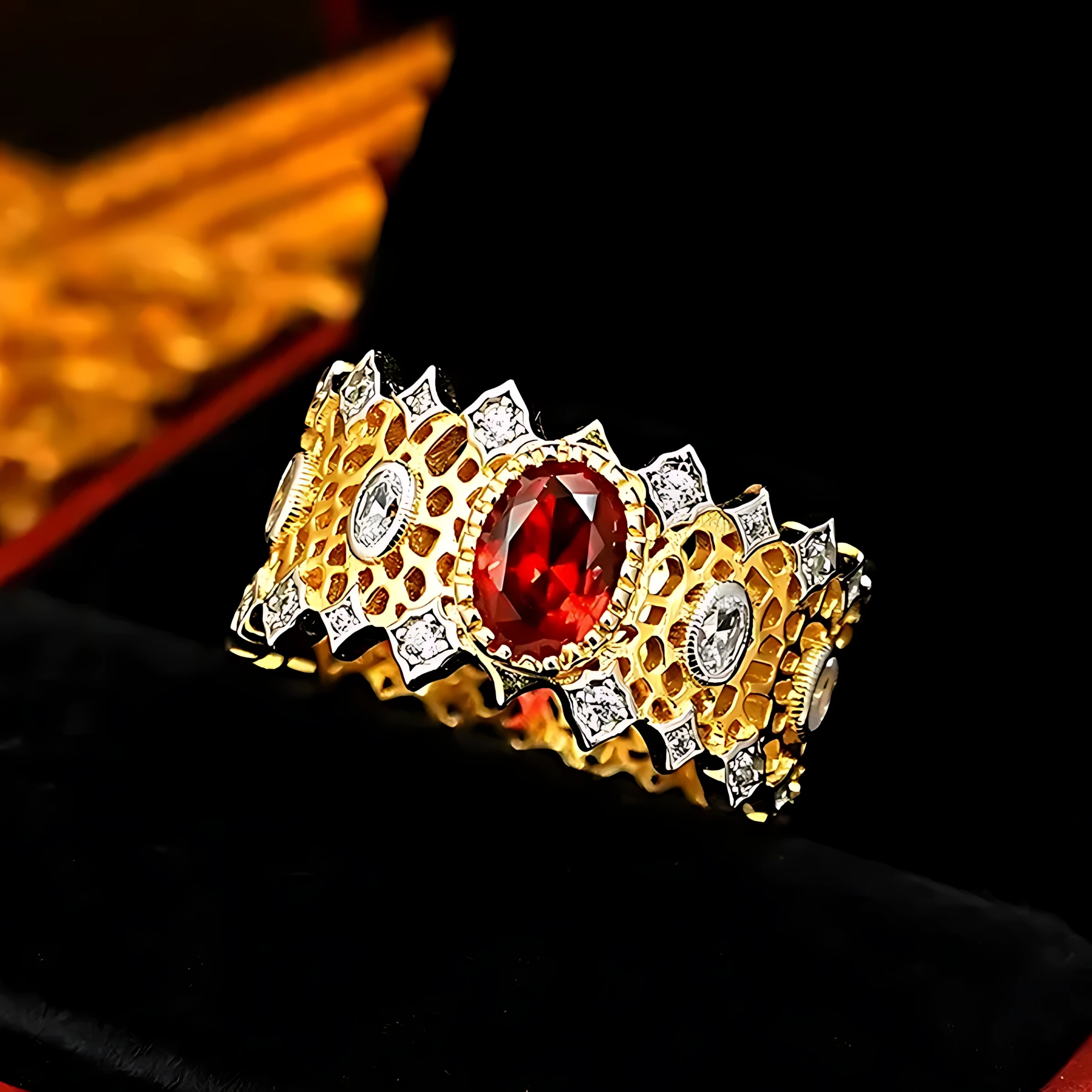 Gold Plated Wide 1ct Ruby Ring