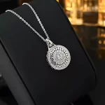 Vintage Platinum Round Diamond Necklace