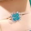 3ct Radiant Crushed Ice Cut Aquamarine Ring