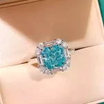 3ct Radiant Crushed Ice Cut Aquamarine Ring