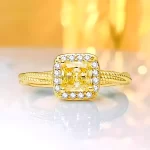 0.8ct Halo Princess Cut Citrine Ring