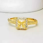 0.8ct Halo Princess Cut Citrine Ring