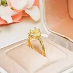 0.8ct Halo Princess Cut Citrine Ring