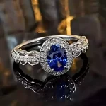 1ct Halo Oval Sapphire Ring