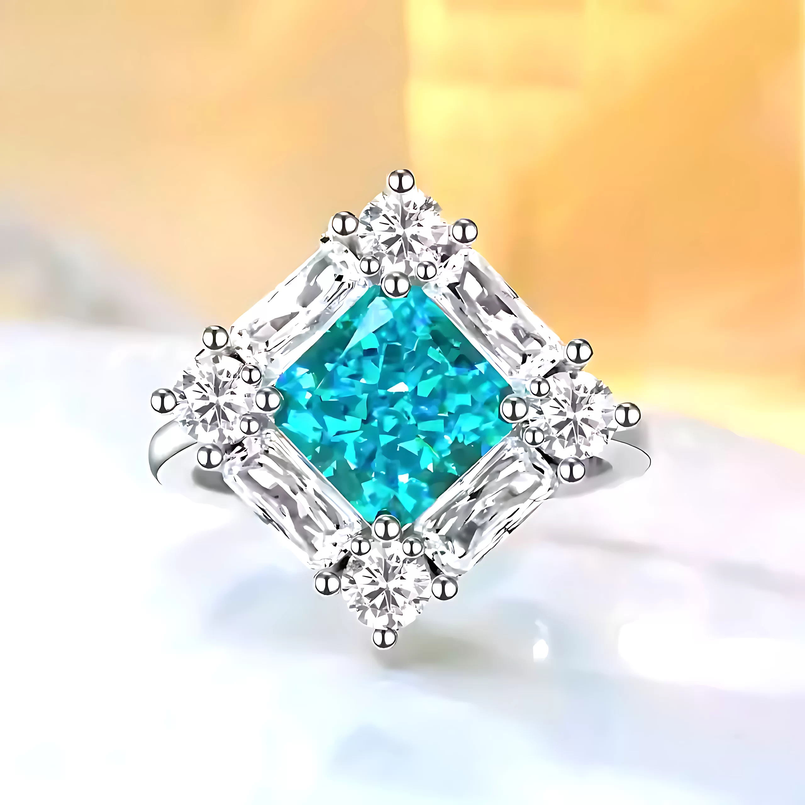 3ct Princess Cut Blue Topaz Ring