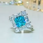 3ct Princess Cut Blue Topaz Ring