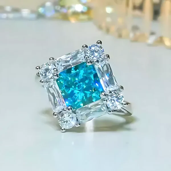 3ct Princess Cut Blue Topaz Ring