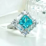 3ct Princess Cut Blue Topaz Ring