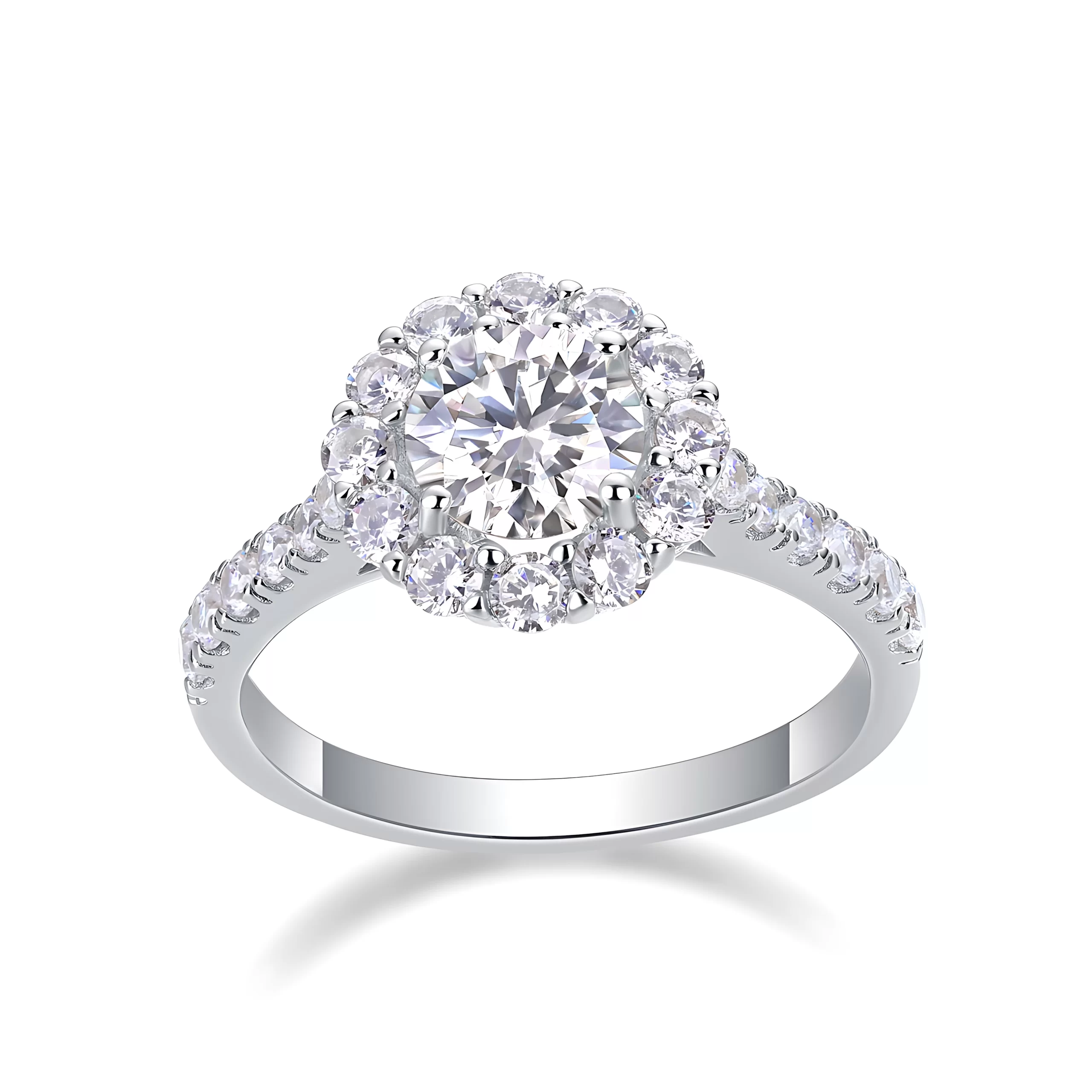 Moissanite Halo 1.0carat Round Diamond Ring