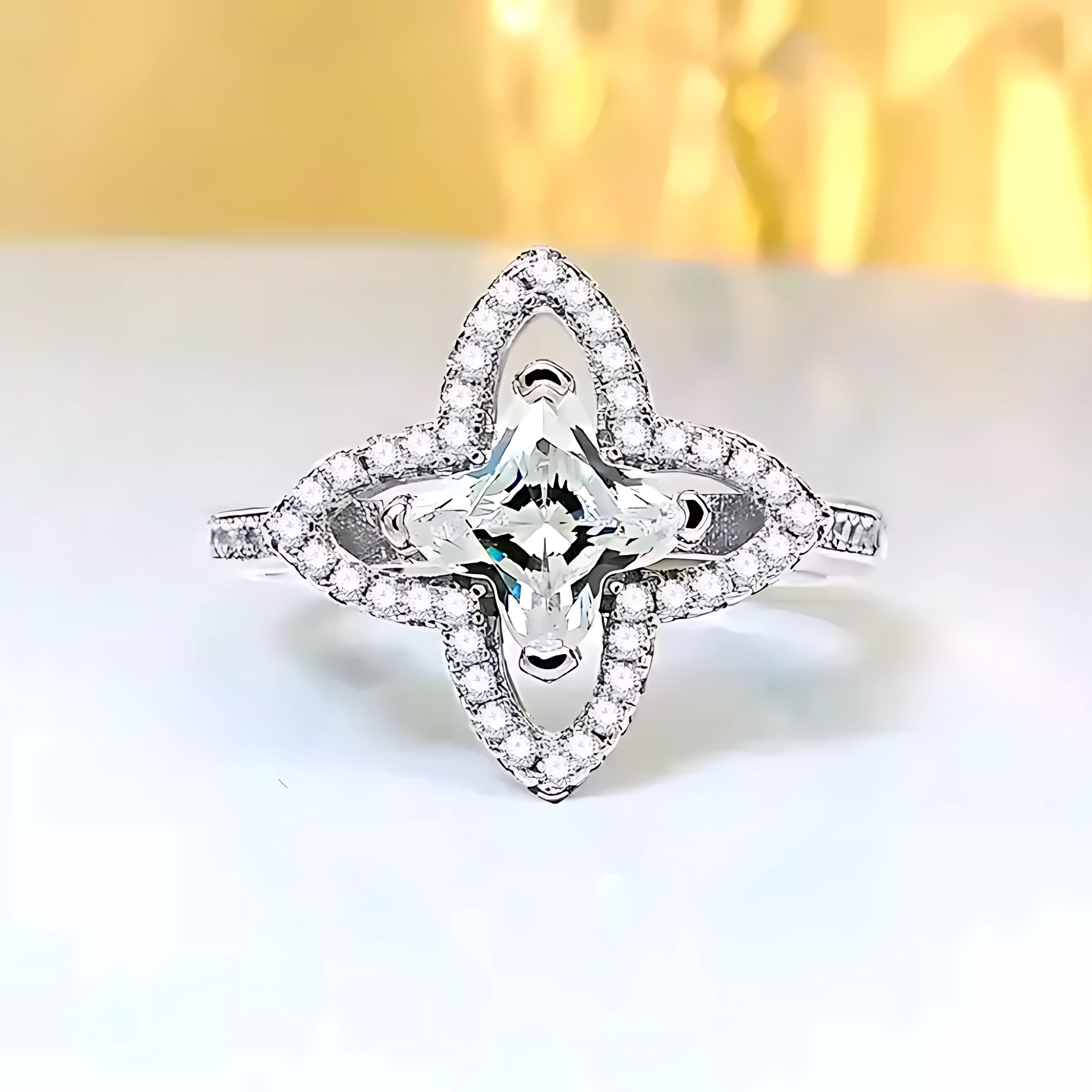 Four Leaf Clover Diamond Ring