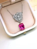 5ct Crushed Ice Pink Tourmaline Necklace