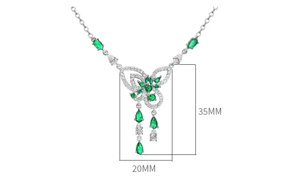 925 Sterling Silver Butterfly Emerald Pendant